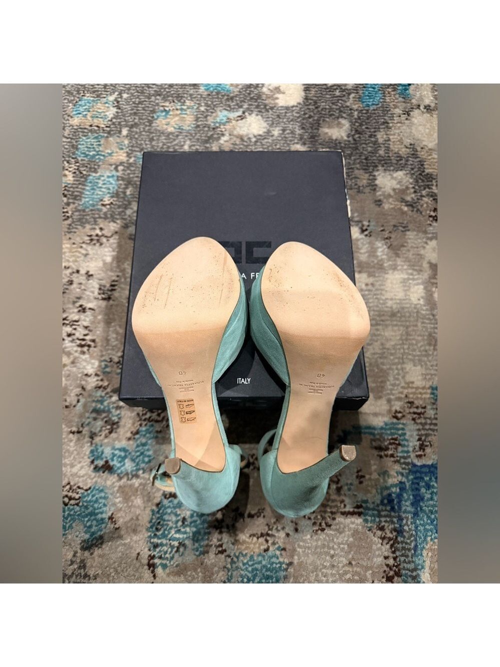 Elisabetta Franchi Mint Green Peep Toe Heels - Picture 5 of 6